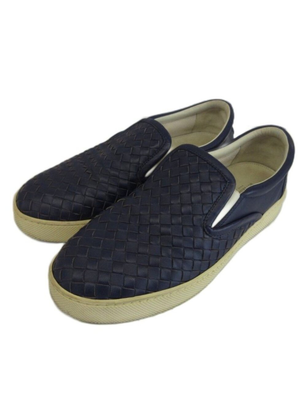 Bottega Veneta Slip-on Sneakers Leather Intrecciato Low Cut Navy